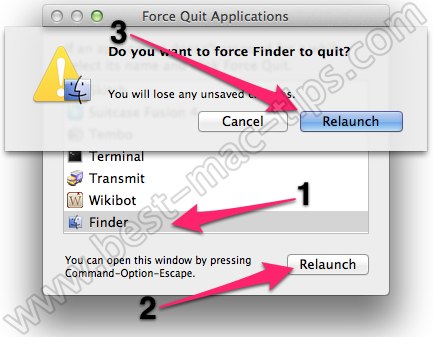 Force quit finder