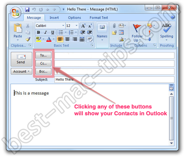 MS Outlook Compose Message Box