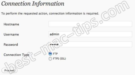 wordpress for mac ftp credentials on localhost