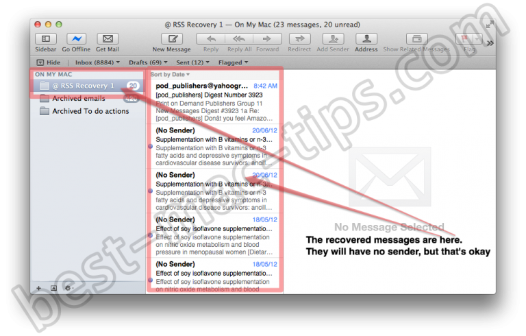 Recover RSS feeds from Apple Mail
