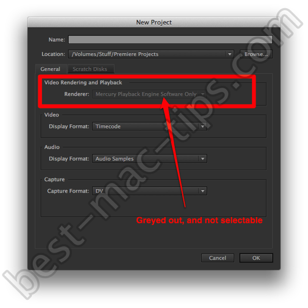 Enabling Adobe Premier hardware rendering support on Macbook Pro